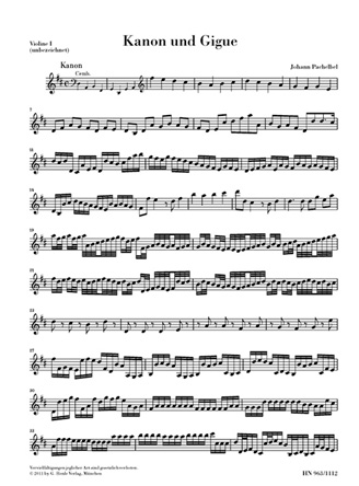 Kanon und Gigue D-dur für 3 Violinen und BC