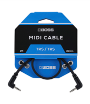 Space-saving MIDI cable with multi-directional connectors BOSS 1ft/30cm length BMIDI-PB1 perfect for pedalboards and all MIDI applications. 