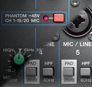 Switchable Phantom Power & PAD Switch