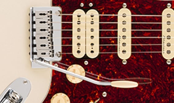 Tremolo sincronizado de 2 pontos com saddles de aço maciço e bloco de tremolo angular