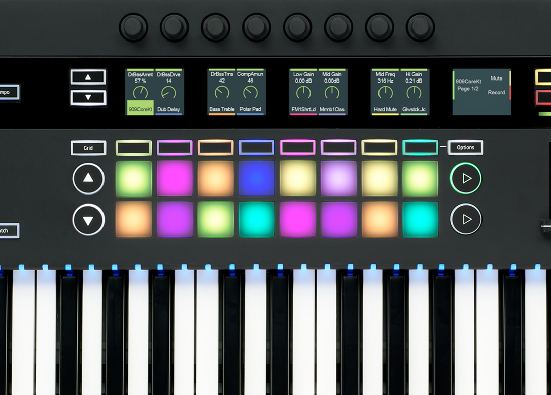 Internal eight-track pattern-based sequencer