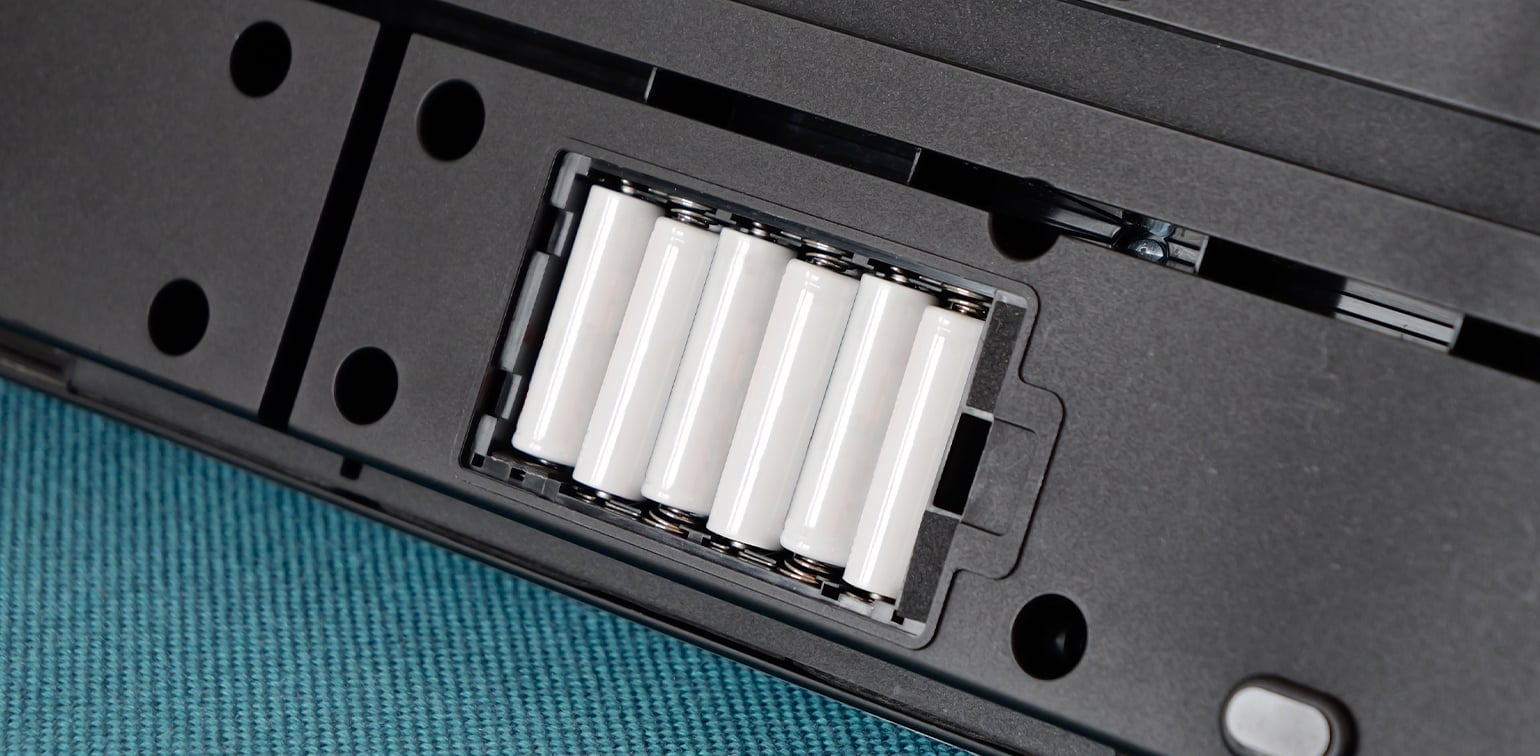 Six AA batteries offers approximately eight hours of continuous use.