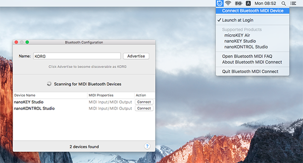 Bluetooth MIDI Connect for Mac