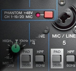 Switchable Phantom Power & PAD Switch