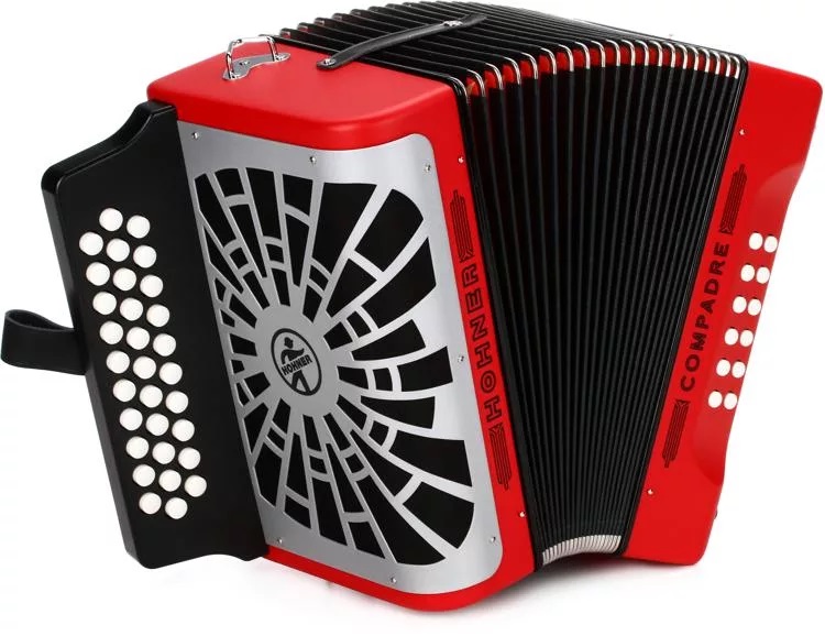 Hohner Compadre 2 Voices (G-C-F) Diatonic Accordion Red