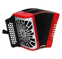 Hohner Compadre 2 Voices (G-C-F) Diatonic Accordion Red