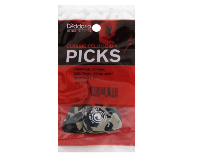 Planet Waves 1CCF210 Camouflage Celluloid Light 10-Un Picks