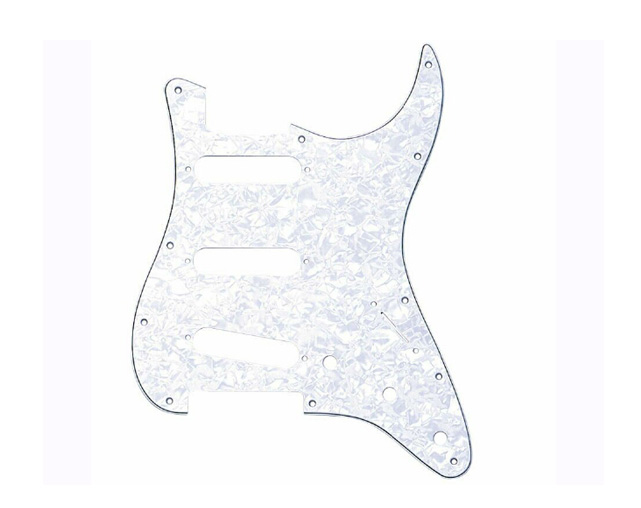 Pickguard Fender Strat 11 Hole S/S/S Configuration 4-Ply White Pearl