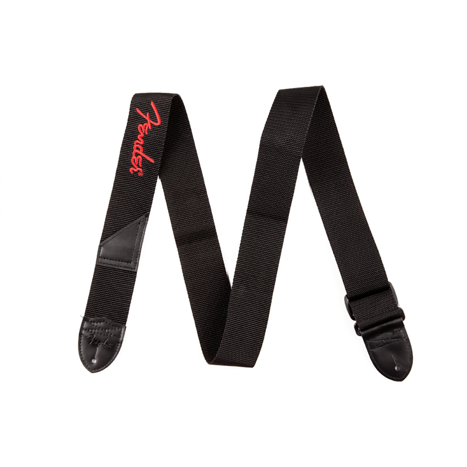 Fender Blk Red logo Guitar Strap