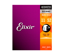 Elixir 11027 Nanoweb Bronze Coated 011-052 Acoustic Guitar String Set