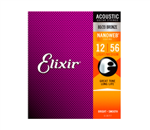 Elixir 11077 Nanoweb Bronze Coated 012-056 Acoustic Guitar String Set