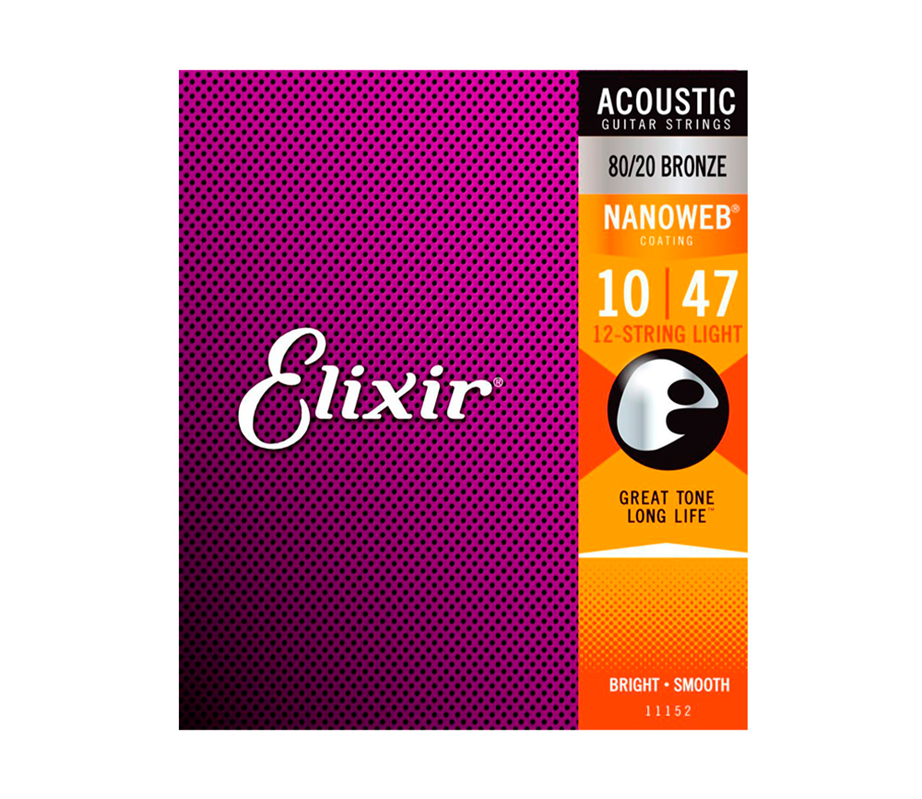 Elixir 11152 Nanoweb Bronze Coated 12 strings 010-047 Acoustic Guitar String Set