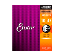 Elixir 16002 Nanoweb Phosphor Bronze Coated 010-047 Acoustic Guitar String Set
