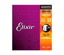 Elixir 16027 Nanoweb Phosphor Bronze Coated 011-052 Acoustic Guitar String Set