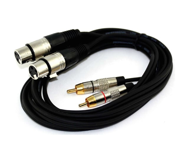 PowerAcoustics CAB2069 2xRcaM/2xXlrF 6mts Double Audio Cable Black