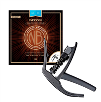 D'Addario NB1253 012-053 Acoustic Guitar String Set + CP10 Capo (pack)