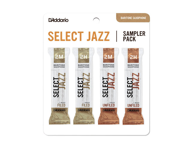 Palheta Sax Barítono 2.M/2.H D'Addario Select Jazz DSJ-L3S Filed/Unfiled sampler pack 4 uni