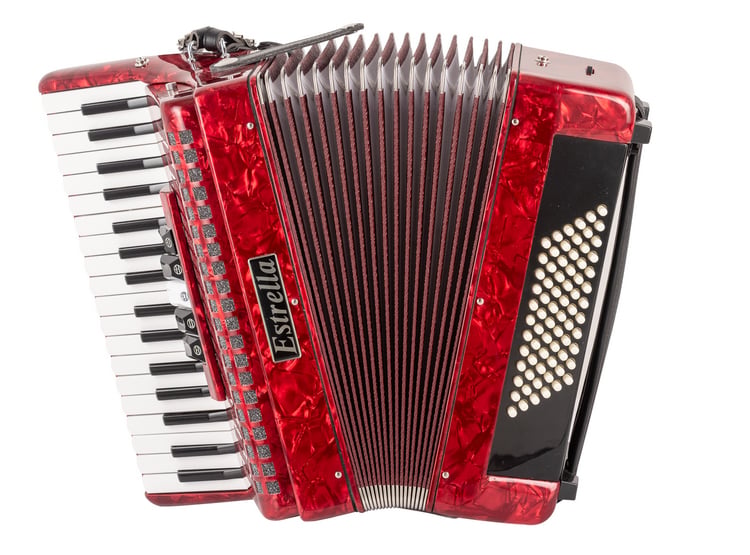 Estrella E72N Red Piano Accordion 34 Keys 72 Bass