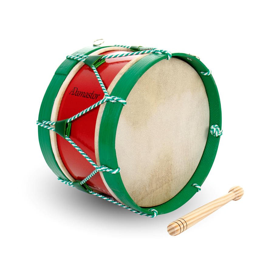 Bombo tradicional Adamastor nº1 vermelho/aro verde 28cm