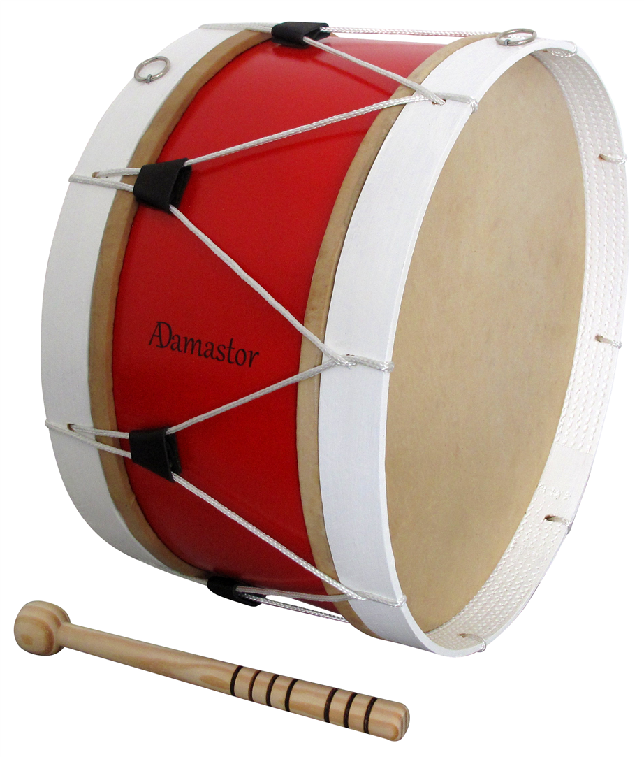 Bombo Tradicional Adamastor Nº5 Vermelho/Aro Branco 40cm