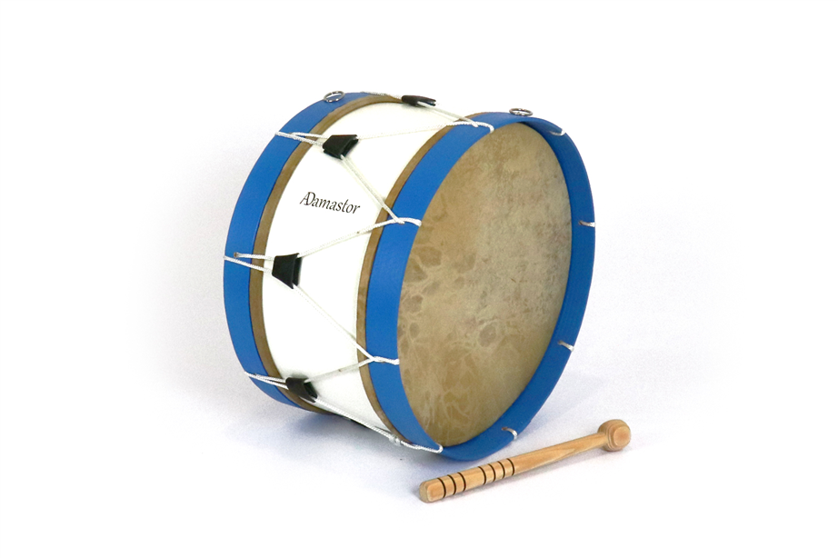 Bombo Tradicional Adamastor Nº4 Branco/Aro Azul 38cm
