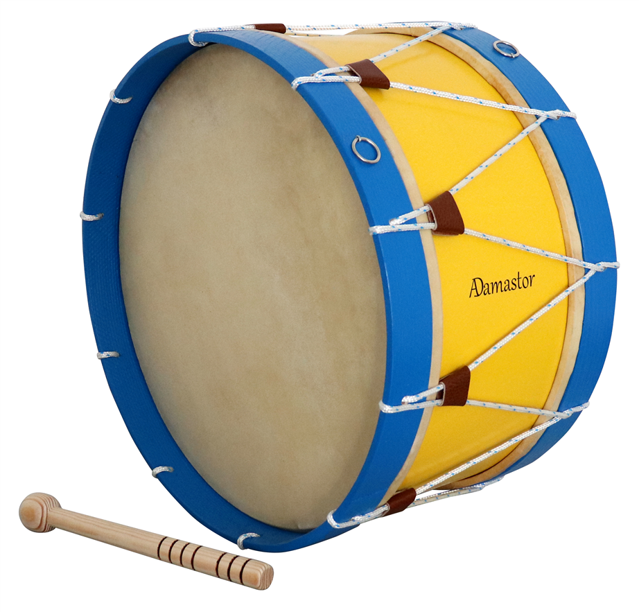 Bombo Tradicional Adamastor Nº6 Amarelo/Aro Azul 45cm