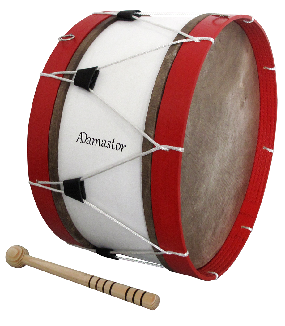 Bombo Tradicional Adamastor Nº5 Branco/Aro Vermelho 40cm