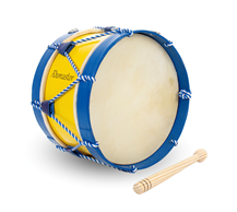 Bombo tradicional Adamastor Nº1 Amarelo/aro azul 28cm