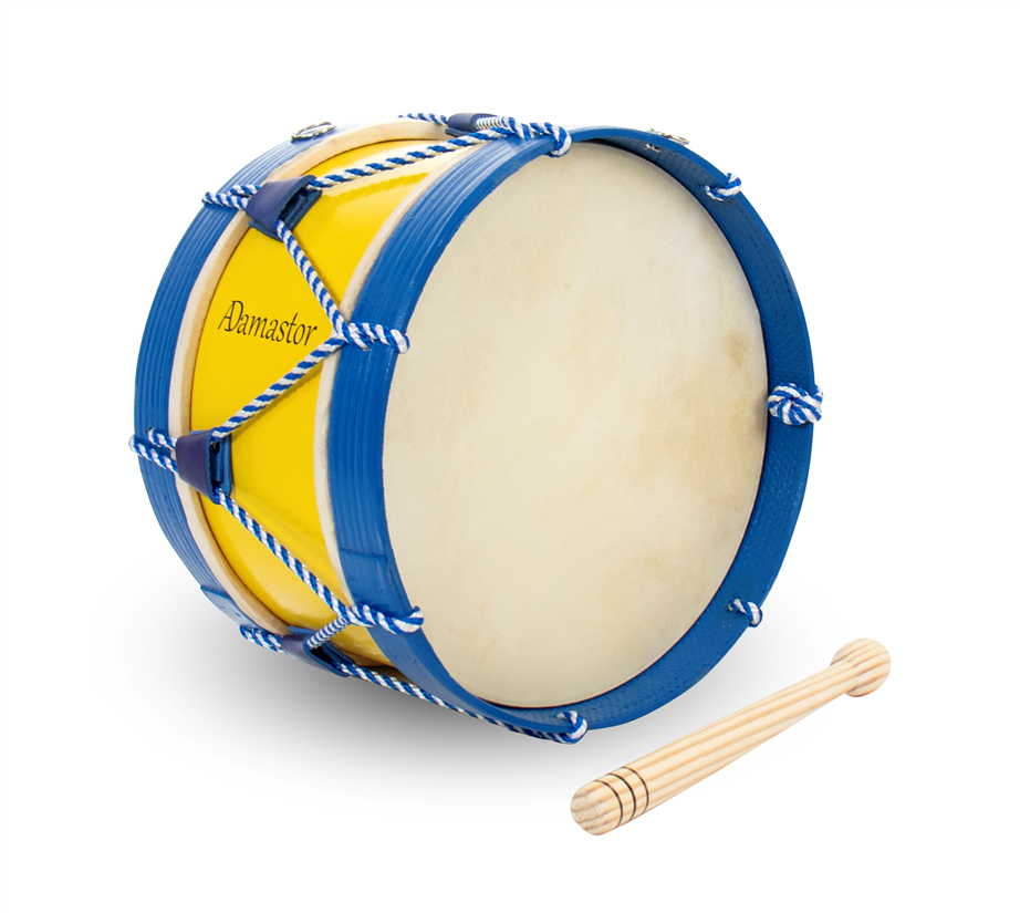 Bombo Tradicional Adamastor Nº1 28cm Amarelo/aro azul | Ludimusic