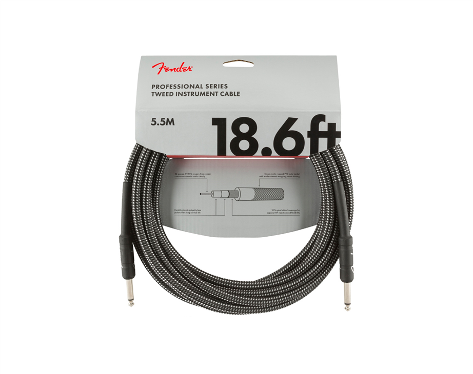 Fender Professional Series Gray Tweed 5,5mt Instrument Cable