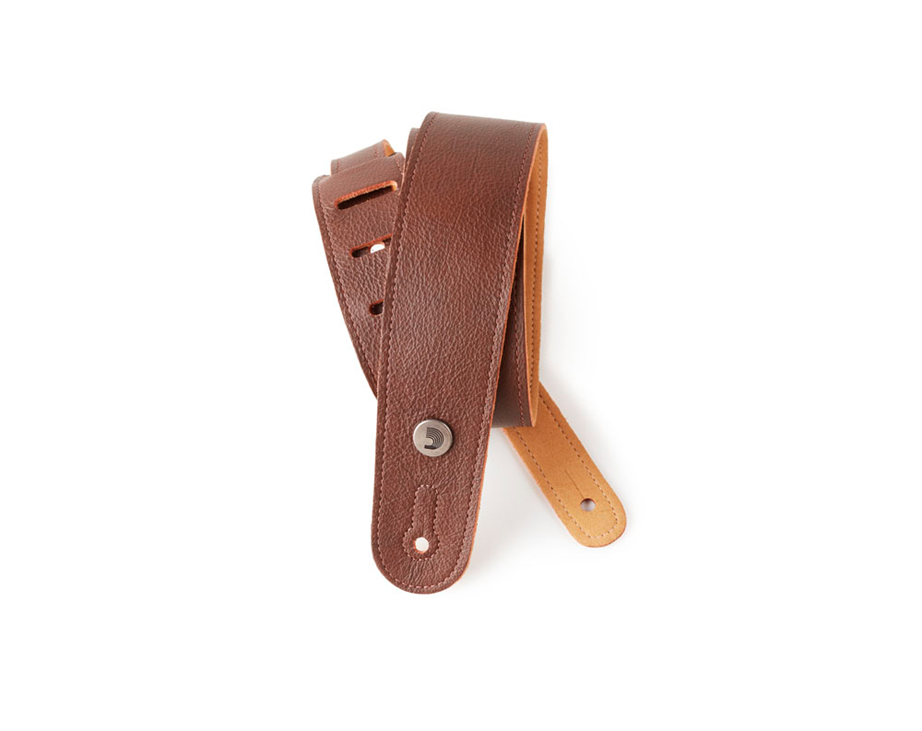 D'Addario 20GL01 Slim Garment Brown Leather guitar strap