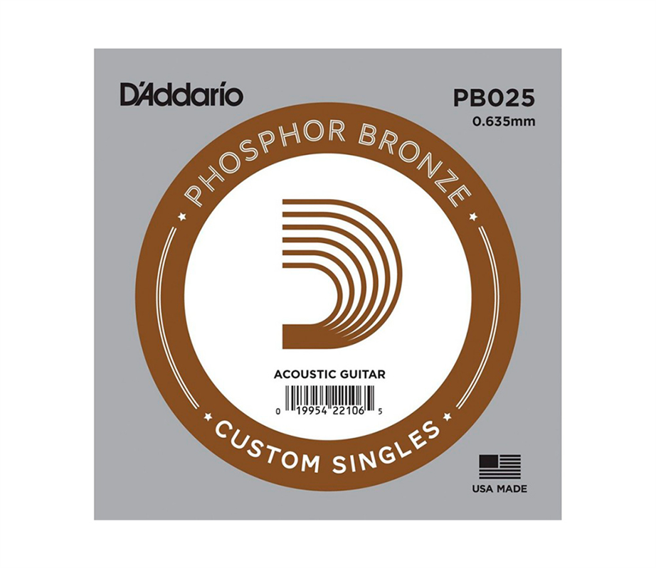 D'Addario Phosphor Bronze PB025 Individual Acoustic Guitar String