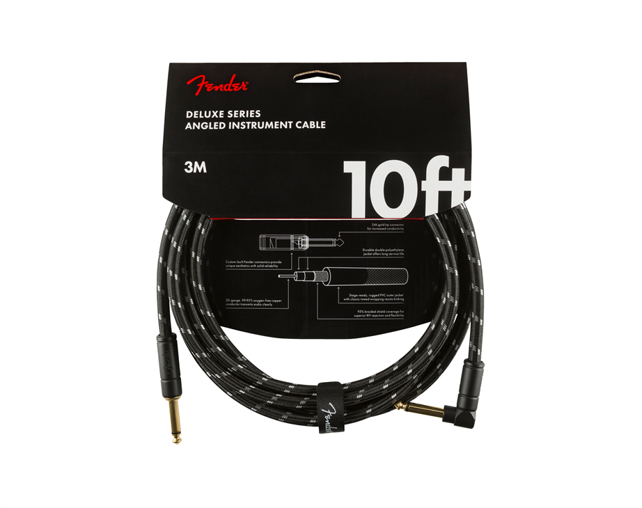 Fender Deluxe Series Angle Black Tweed 3mt Instrument Cable