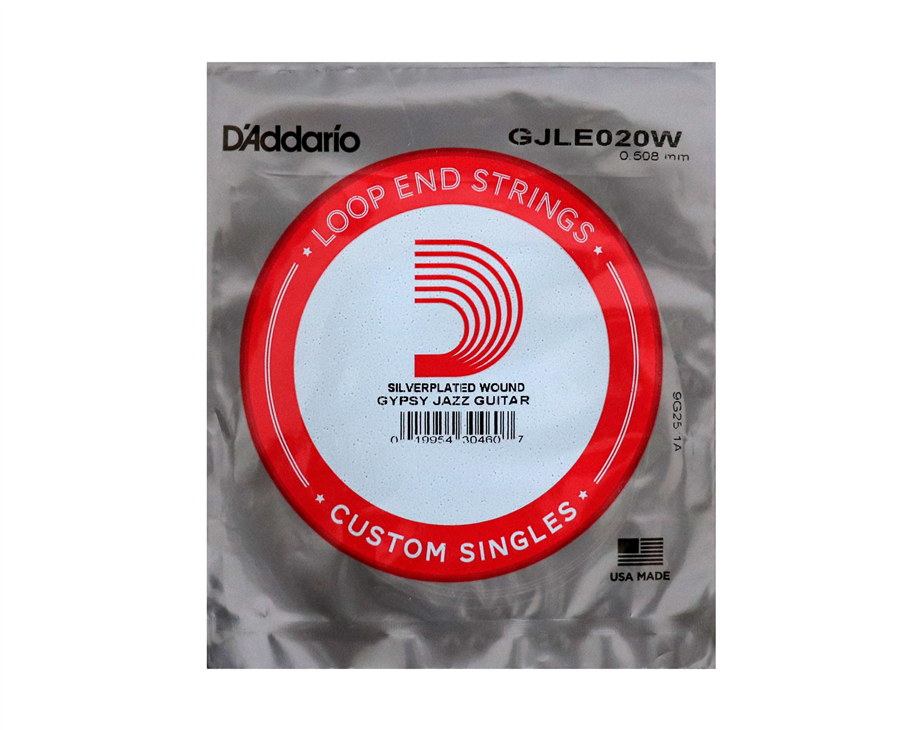 D'Addario GJLE020W Silver Wound Loop End single Gipsy Jazz guitar string