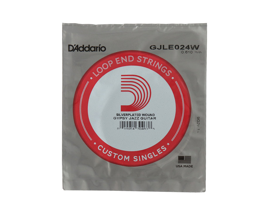 Corda individual guitarra Gipsy Jazz D'Addario GJLE024W Silver Wound  com laço