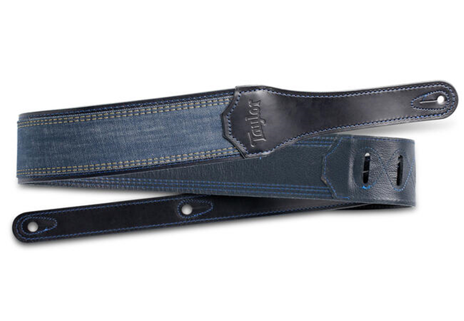 Taylor Blue Denim Navy Leather Edges 2.5" Guitar Strap