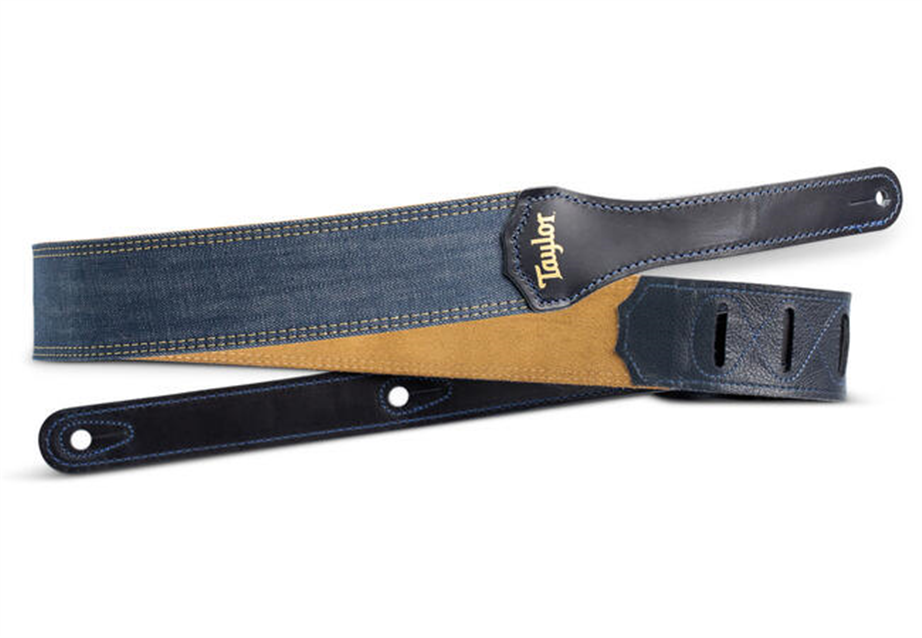 Taylor Blue Denim Navy Leather Edges 2" Guitar Strap