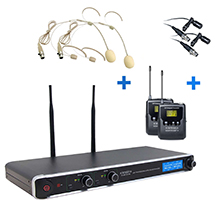 Definitive Audio UHF PT200 double Wireless Headset +  Lavalier