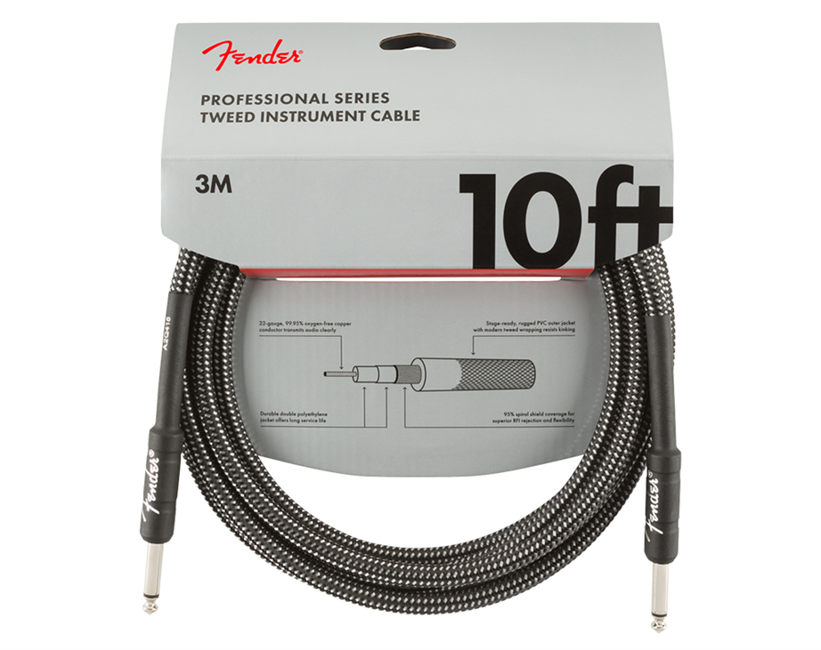 Fender Professional Series Gray Tweed 3mt Instrument Cable