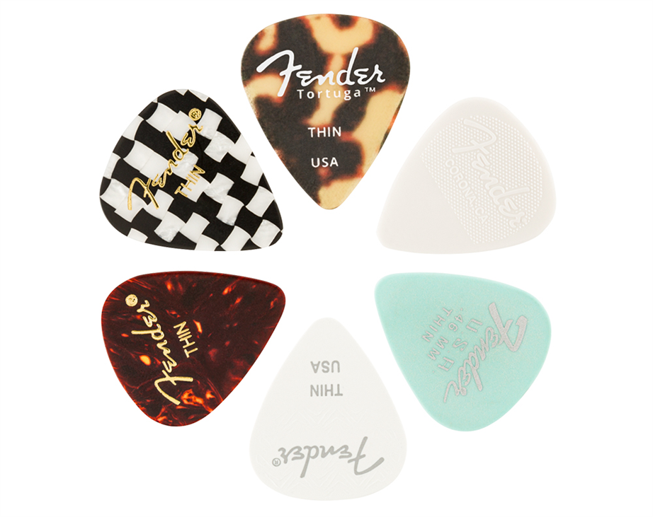 Fender 351 Material Medley Thin 6-Pack Multicolor Picks