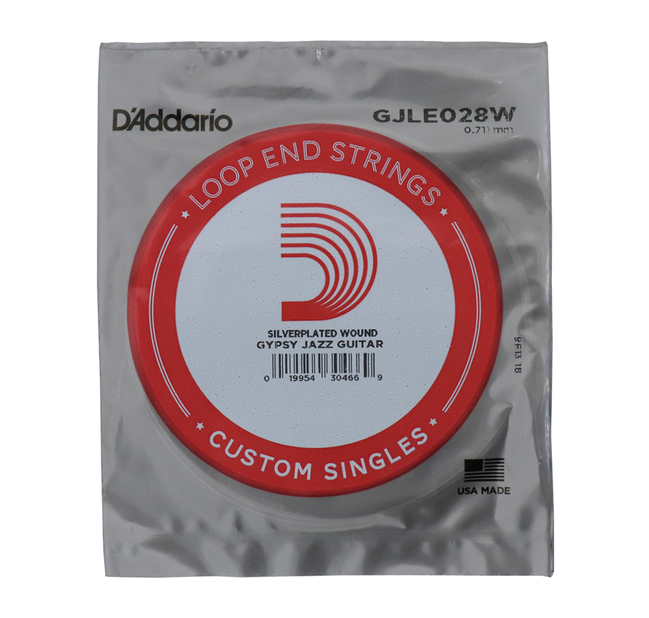 D'Addario GJLE028W Silver Wound Loop End single Gipsy Jazz guitar string