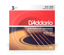 Daddario EJ17-3D 013-056 3 Sets Acoustic Guitar String Set