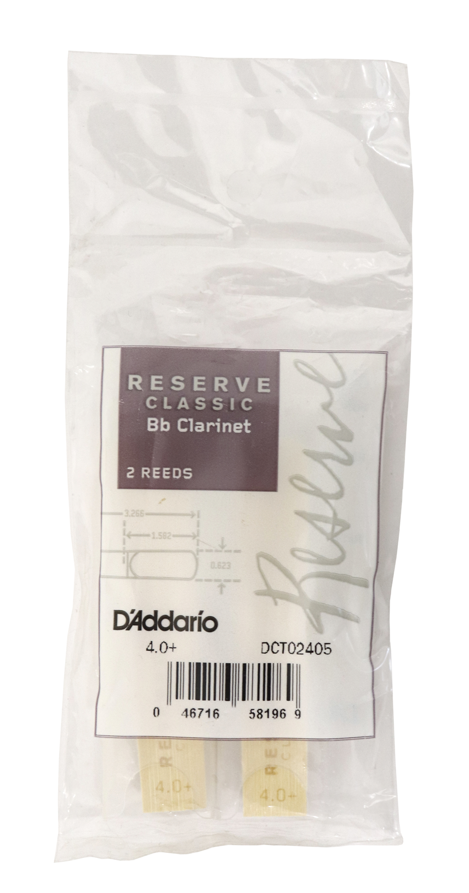 D'Addario Reserve Classic 4.0+ Bb Clarinet Reed