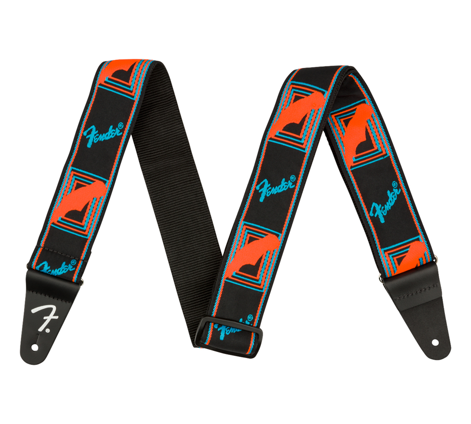 Fender Neon Monogrammed Blue / Orange Guitar Strap