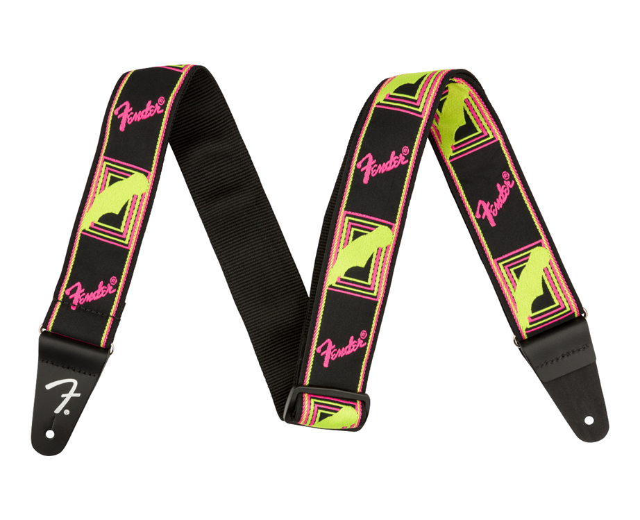 Fender Neon Monogrammed Yellow / Pink Guitar Strap