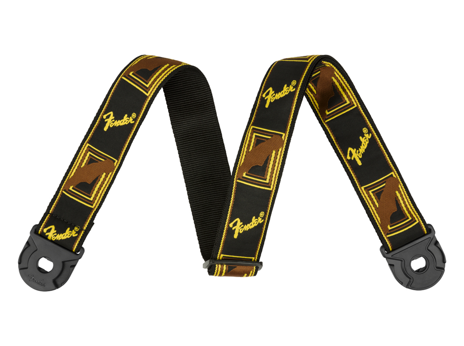Fender Quick Grip Locking End Strap Black, Yellow and Brown 2"