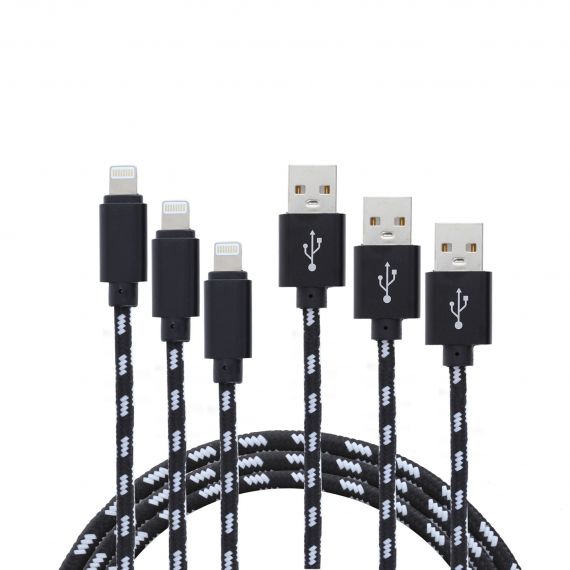 Cabo USB Yourban USB - Lightning Black Pack 3 uni