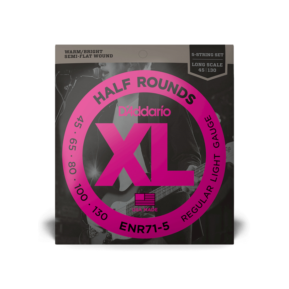 Daddario ENR71-5 Semi-flat Wound 045-130 Bass Guitar Strings