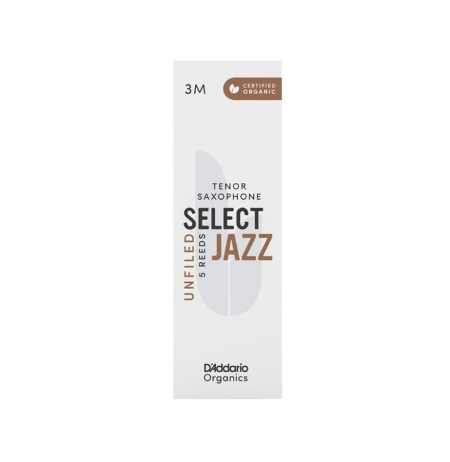 Palheta Sax Tenor 3M D'Addario Organic Select Jazz Unfiled Cx 5-Un