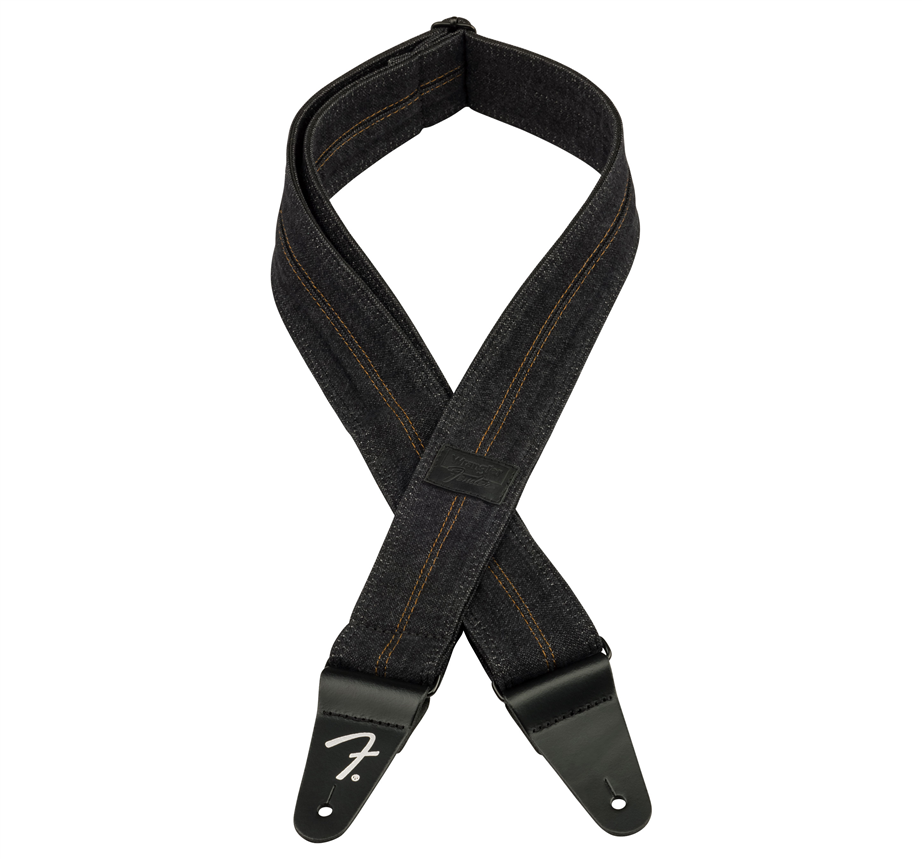 Fender Wrangler Denim Washed Black Stitch Guitar Strap